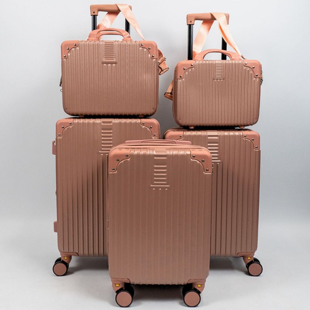 3 Malas de Bordo Viagem + 2 Frasqueiras Necessaire | Rodinhas 360 Cadeado Embutido Entrada Usb