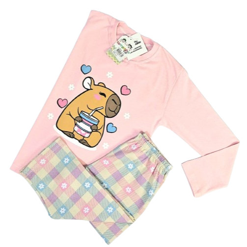 Pijama Infantil Menina - Manga Longa 100% Algodão - Tamanho 4 ao 14 - 670A/670B — imagem 2 de 2