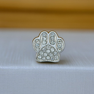 Berloque separador patinha cravejada com brilhos -  banhado a prata, com garantia em Oferta na Shopee