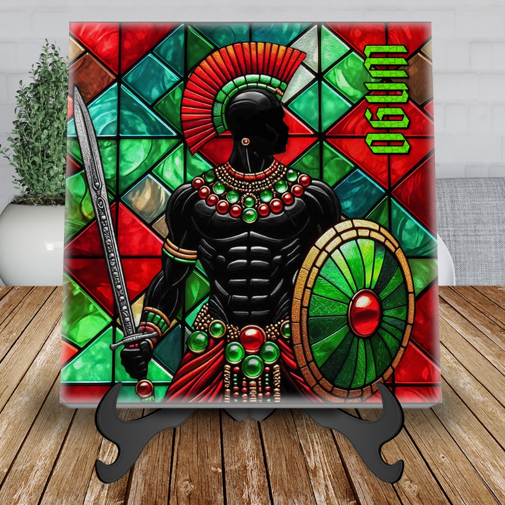 Azulejo Decorativo Ogum Orixás Vitral com suporte em MDF