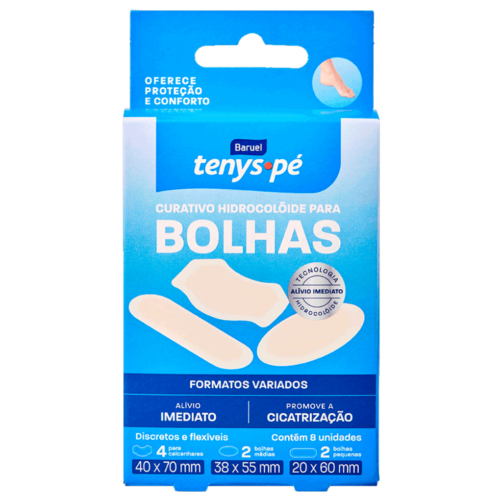 Tenys Pé Baruel Curativo Hidrocolóide Cicatrizante para Bolhas Formatos Variados 8 Unidades em Oferta na Shopee