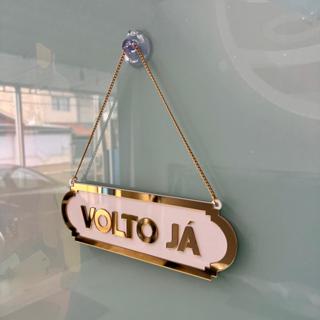 Placa Aberto Volto Já Acrílico Espelhado Dourado Rosé Gold Loja Salão Escritório em Oferta na Shopee