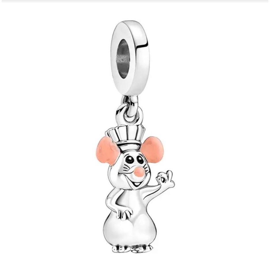 Charm Berloque Pendente Ratatouille Chef Remy Ratinho Prata Disney Pixar