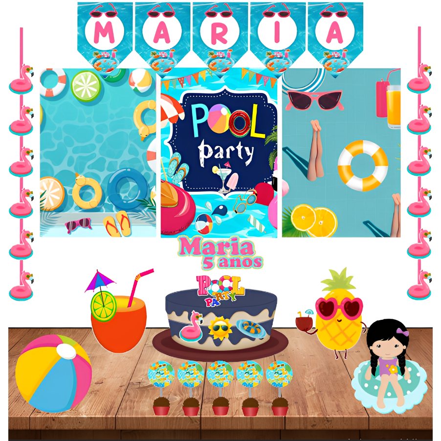 Kit Só Um Bolinho Decoração Festa em Casa Pool Party Menina em Oferta na Shopee