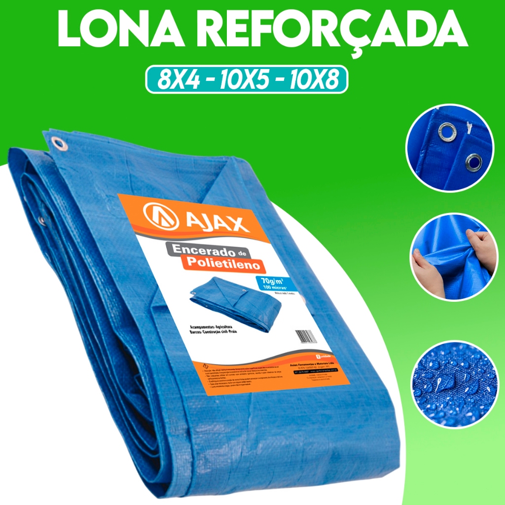 Lona Plástica de Proteção Cobertura Impermeável Azul tamanhos