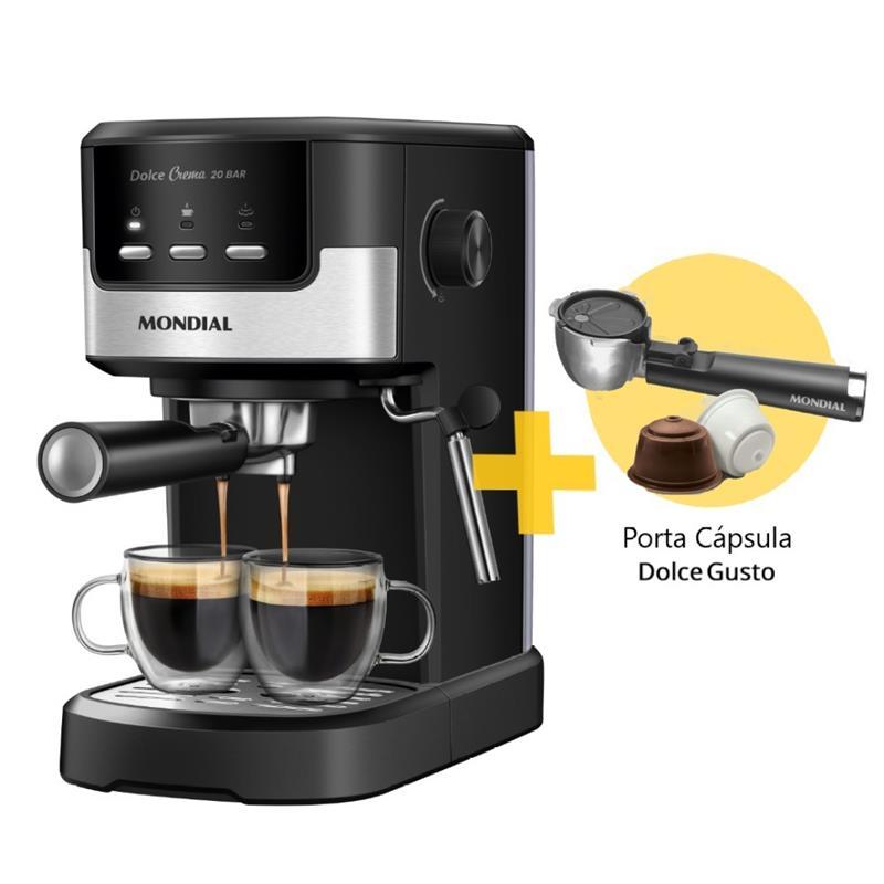 Cafeteira Mondial Expresso Dolce Crema 20 Bar C-20-EC 220V + Porta Cápsulas Dolce Gusto CPC-DG - Home Appliances