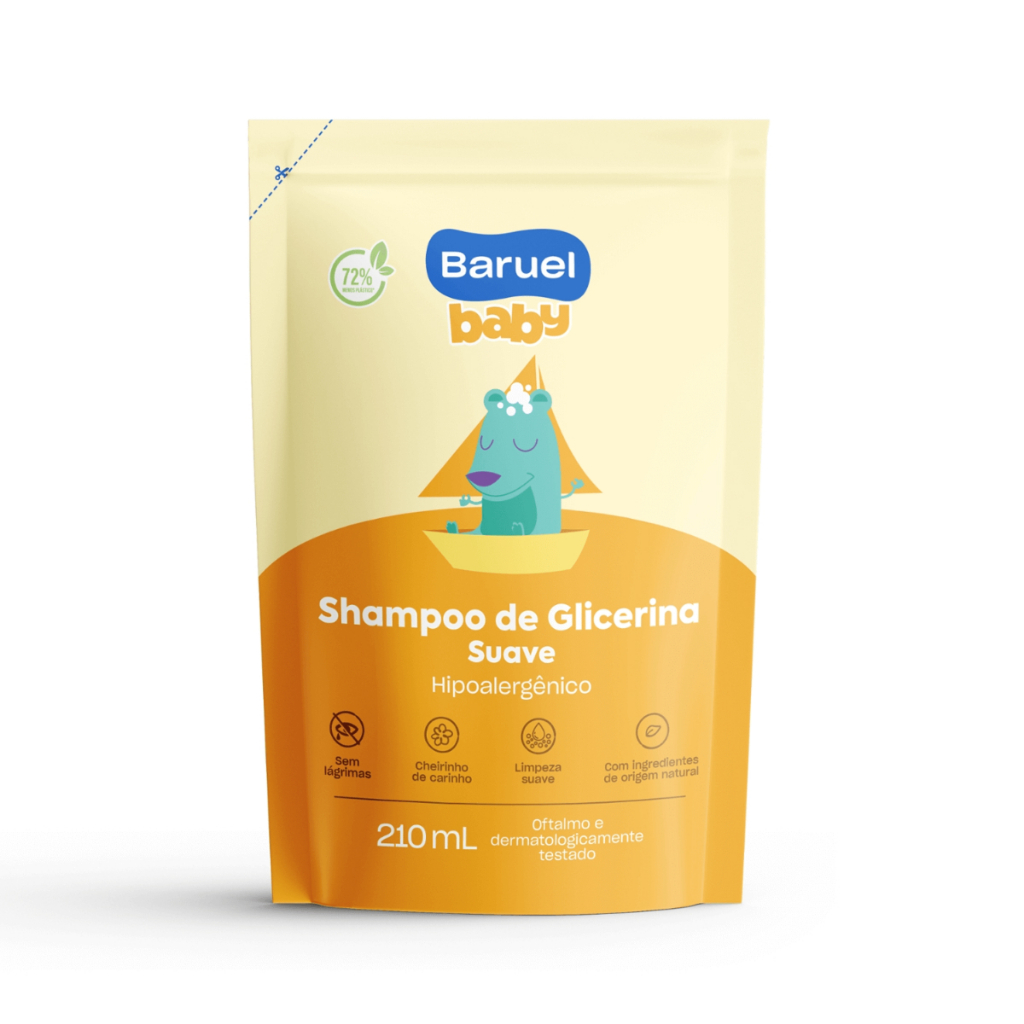 Refil Shampoo Glicerina Suave Baruel Baby 210ml em Oferta na Shopee