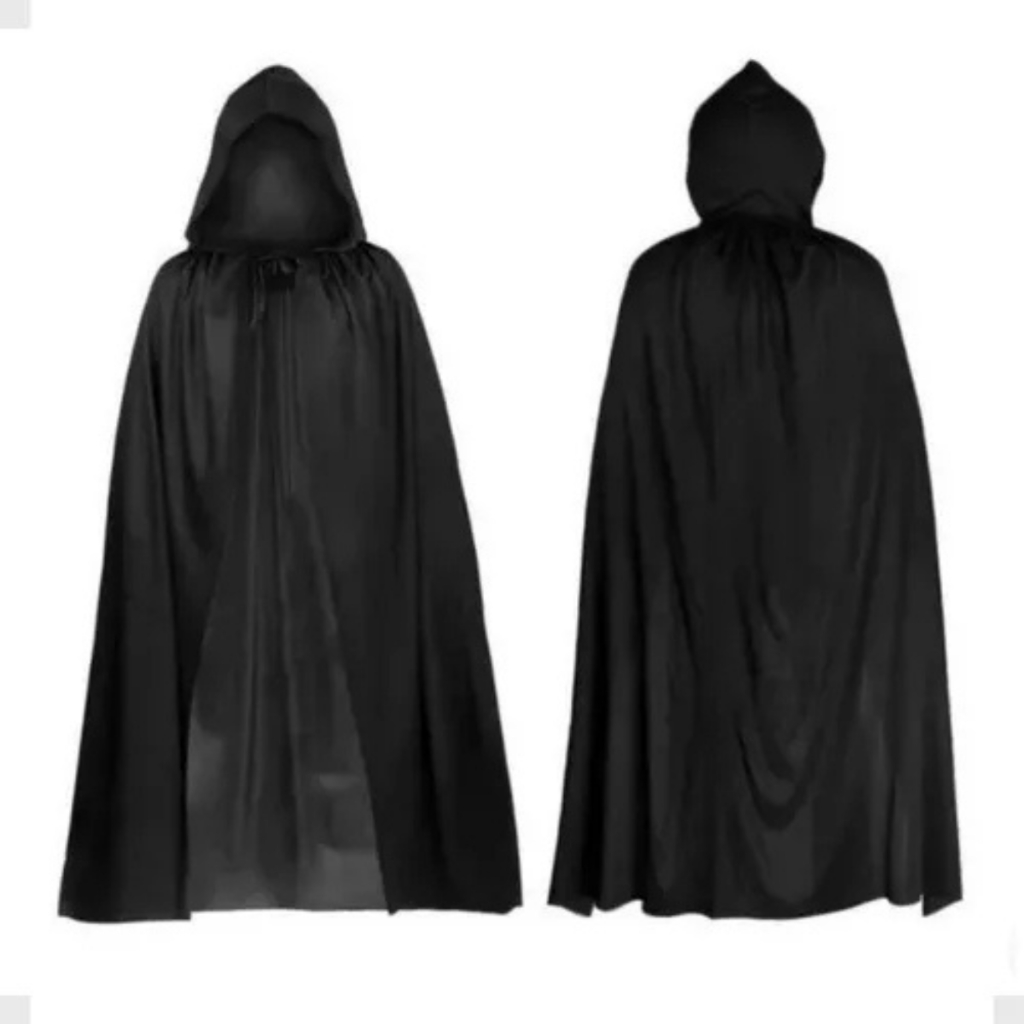 Capa Com Capuz Halloweem Adulto Masculina + Mascara Pânico ou Capa + Chifre Malevóla Adulto