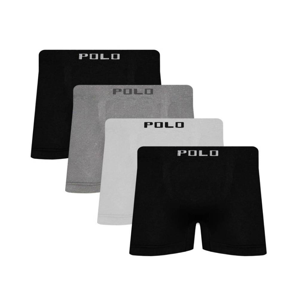 Kit 4 Cuecas Boxer Polostar Lisa Microfibra Masculina Sem Costura