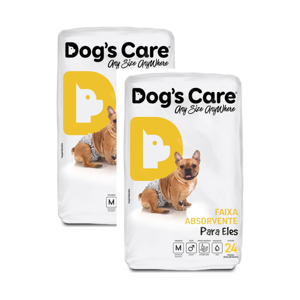 Kit 48 unidades Fralda Higiênica Descartável Para Cachorro Macho M Dogs Care Pet Cães Cão Atacado