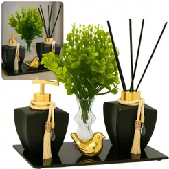Kit Lavabo Saboneteira Difusor Estrela Fosco Luxo C/ Bandeja