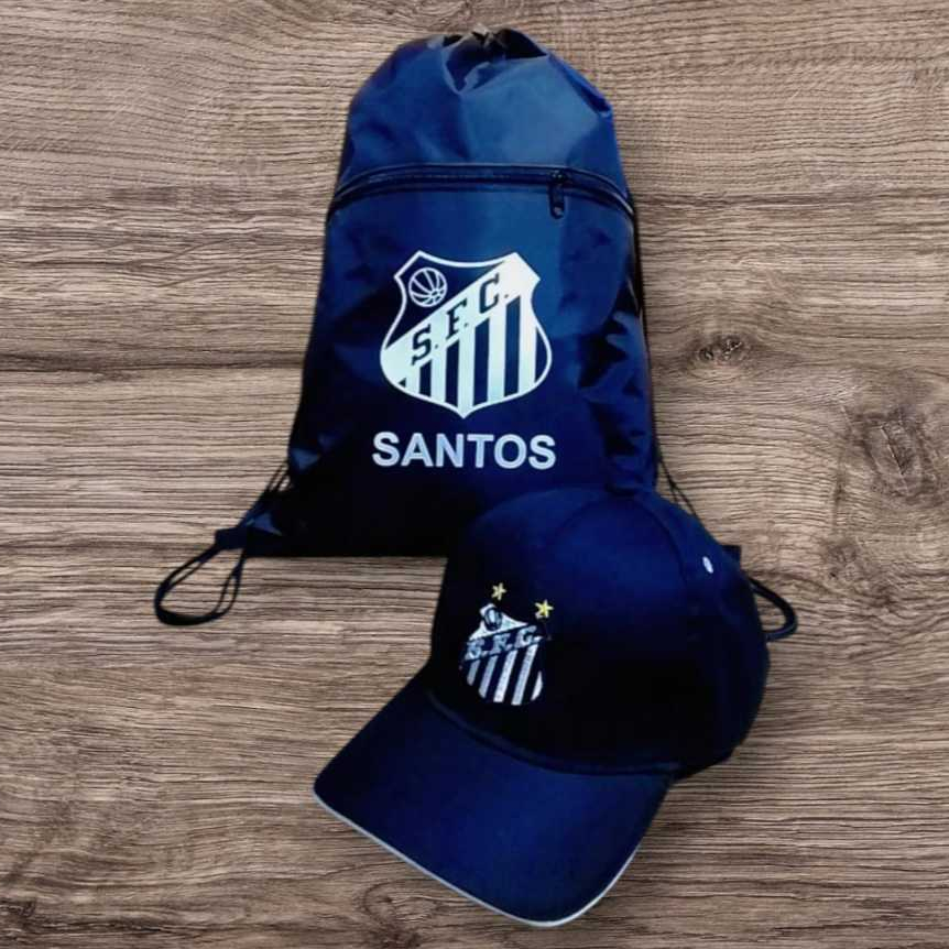 KIT BONÉ DO SANTOS MAIS MOCHILA ACADEMIA  SACO PORTA CHUTEIRA