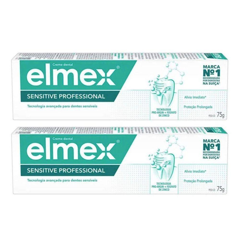 kit 02 unidades Elmex Creme Dental Sensitive Professional 75g cada