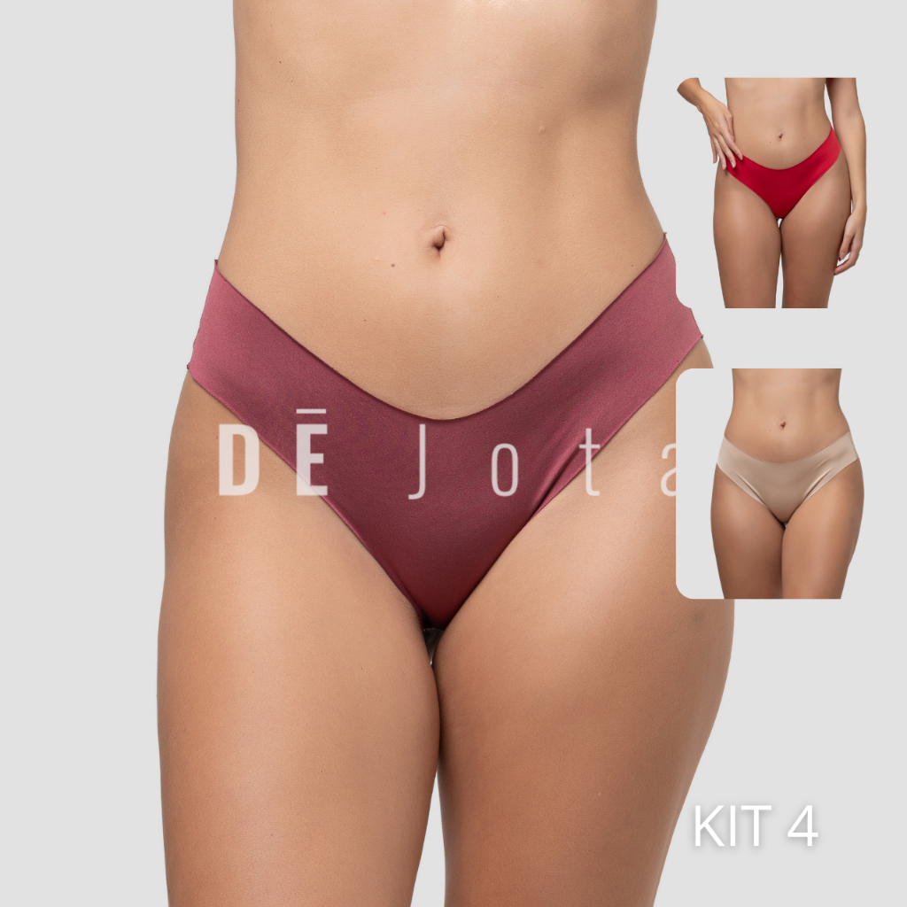 Kit 4 Calcinha Feminina Laser Sem Costura Lingerie Conforto Fio Dental Tanga Direto da Fábrica
