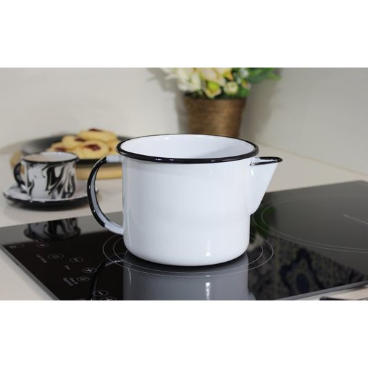 Caneca da Vovó Leiteira Esmaltada Ágata 12 1L com Bico Branca Metallouça