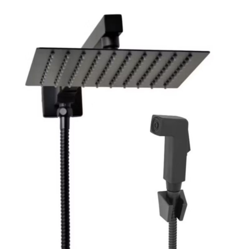 chuveiro com ducha completa preta aco inox 15283B +15433B em Oferta na Shopee