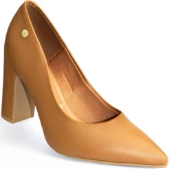 Sapato Scarpin Vizzano Salto Alto Bloco Confortável 1285 Caramelo