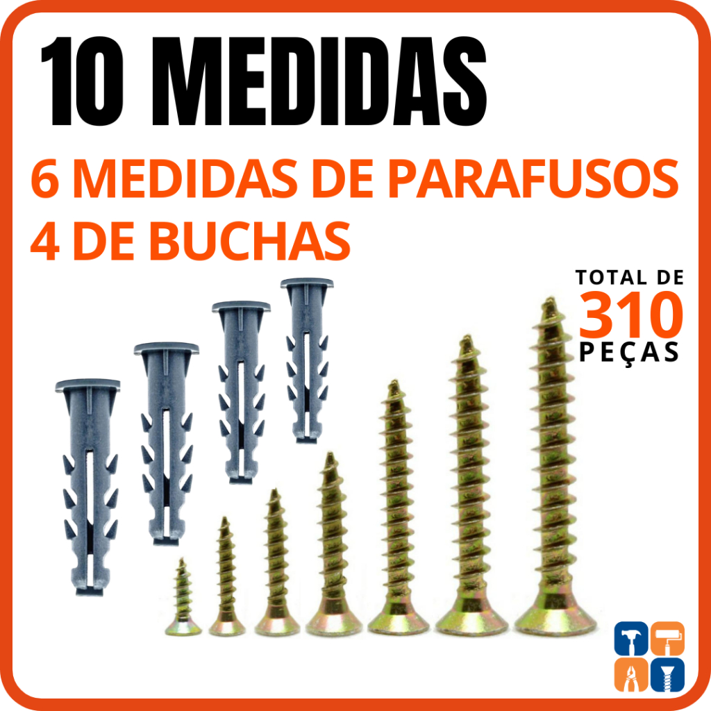Parafuso e Bucha 5 - 6 - 8 - 10 com Anel 310 Peças Kit Buchas com Parafusos Phillips Bucha com Anel em Oferta na Shopee
