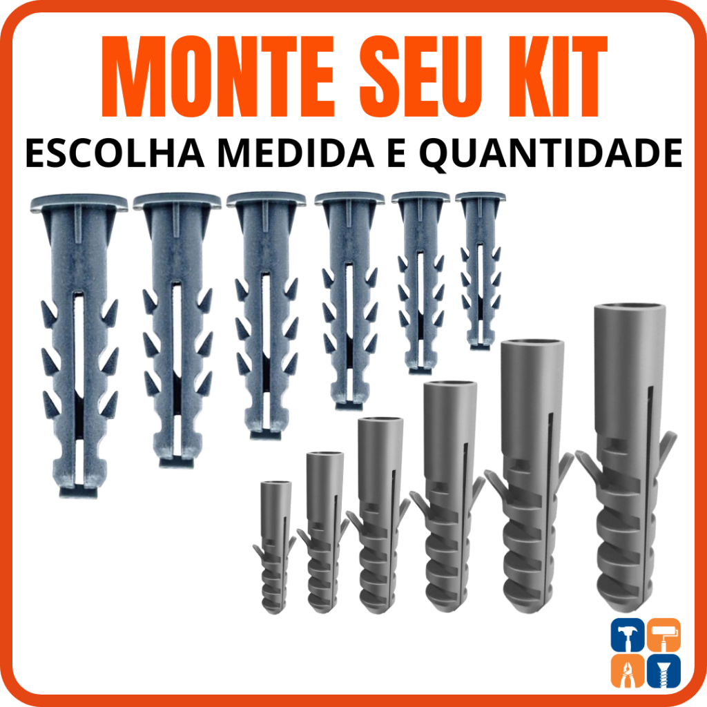 Bucha com e sem Anel 5- 6- 7- 8-10-12 Fixação para Parede Kit Buchas 5mm 6mm 7mm 8mm 10mm 12mm Comum