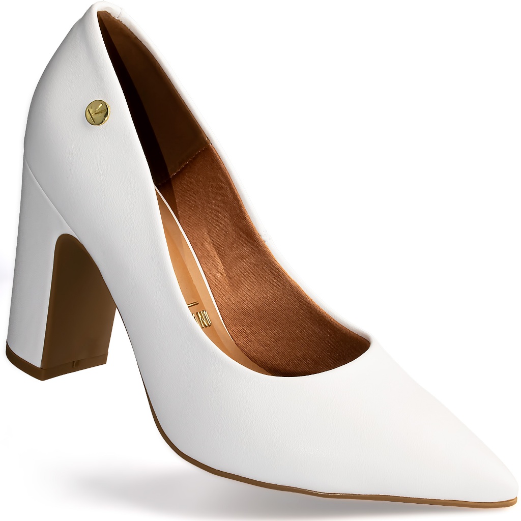 Sapato Scarpin Vizzano Salto Alto Bloco Confortável 1285 Branco
