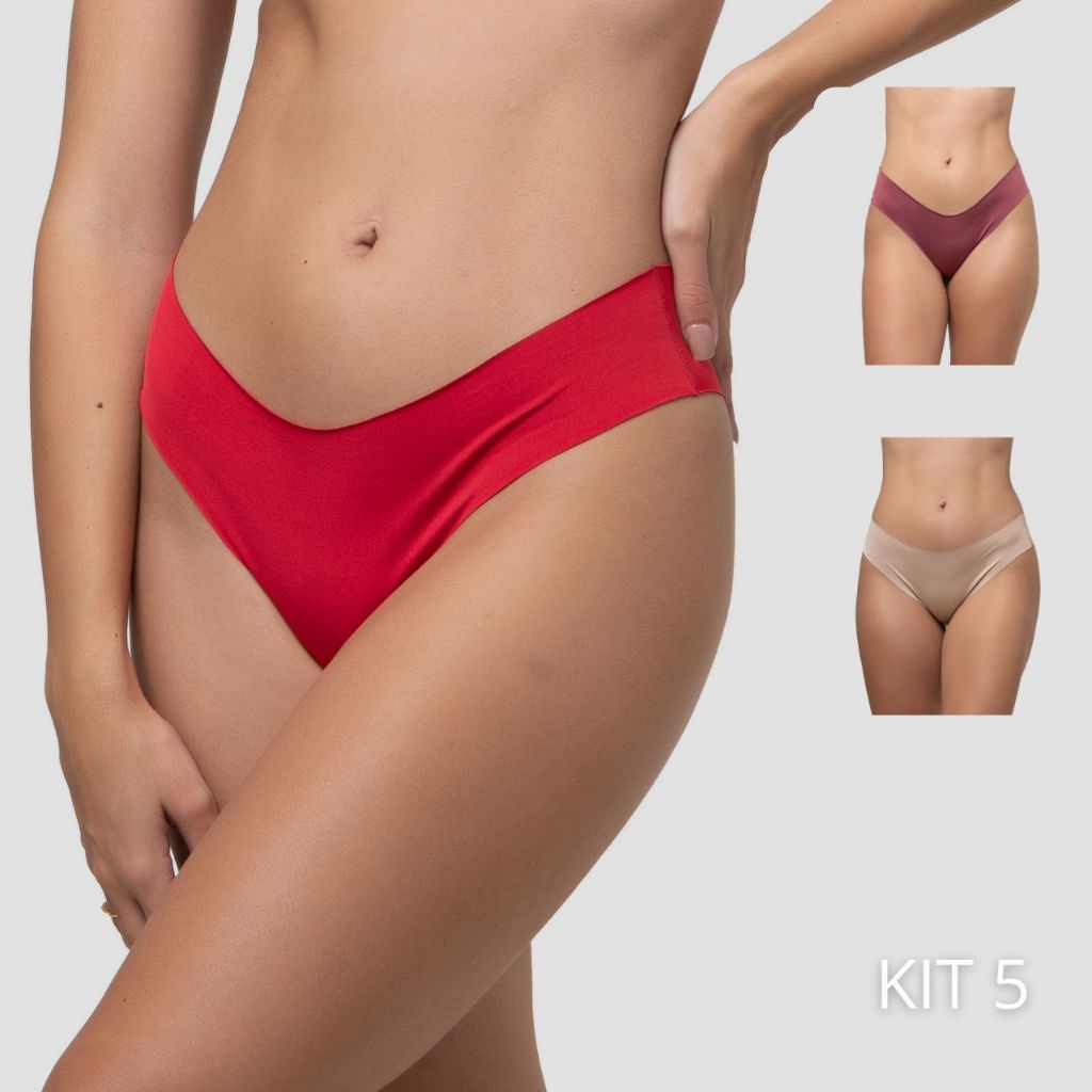 Kit 5 Calcinha Tanga Sem Costura Corte a Laser Não Marca Lingerie Feminina Sexy Conforto