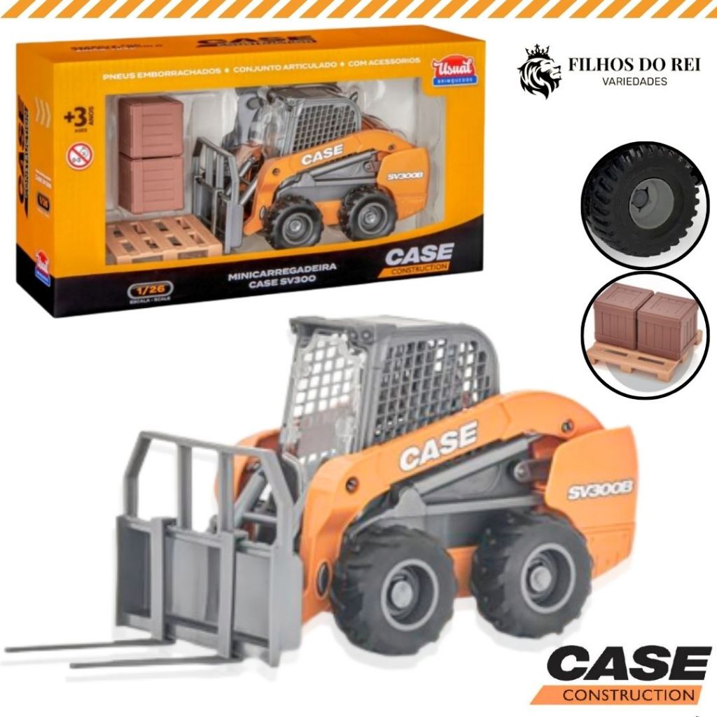Brinquedo Caminhão Mini Carregadeira Brinquedo Case Sv300B Empilhadeira Construção