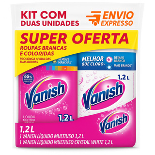 Kit Tira Manchas 02 unidades Vanish liquido Multiuso 1,2L Crystal White 1,2L em Oferta na Shopee