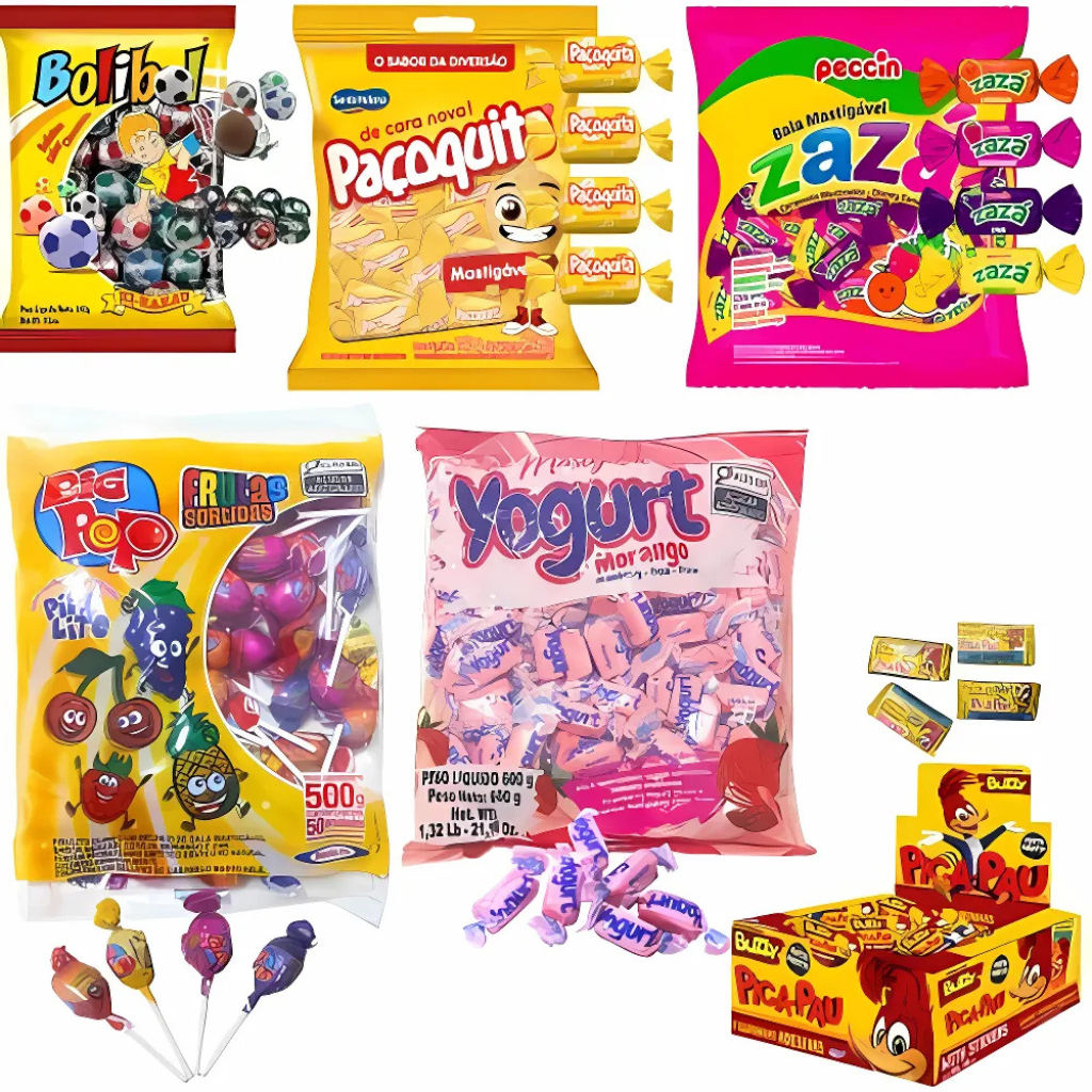 Kit 30 Sacolinha Festa Decoração 180 Doces Guloseimas Mimos