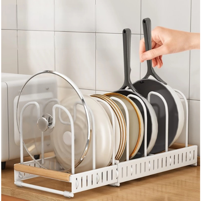 Organizador de Cozinha Expansível - Suporte para Escorredor de Pratos Porta Louças Panelas Tampas