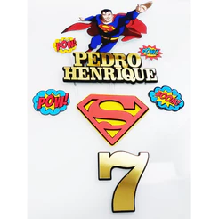 Topo de bolo personalizado Super Homem - Topo Superman - Topo de bolo personalizado - Topper Super man