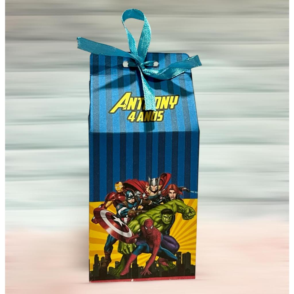 20 Caixinhas Milk Vingadores Personalizada Com Nome e idade Festa Avengers