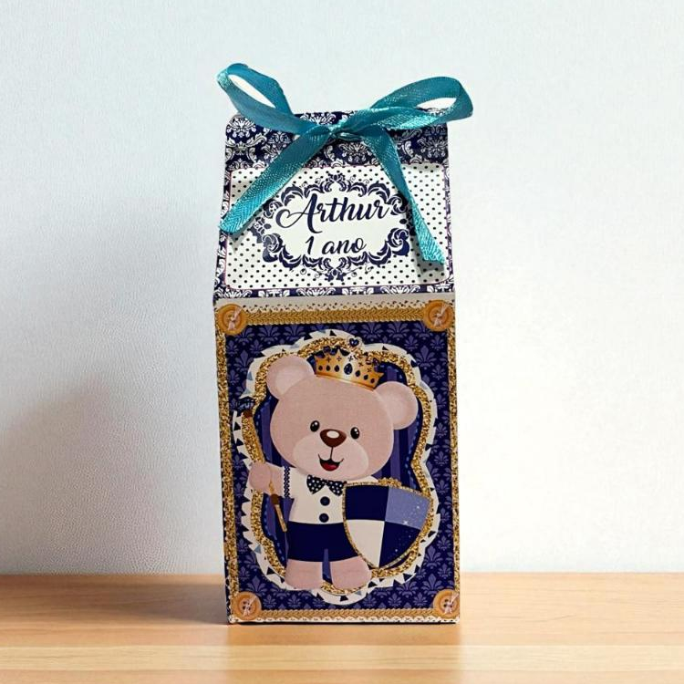 20 Caixinhas Milk Ursinho Principe Personalizada Com Nome e idade Festa Chá de Fraldas Chá de bebê