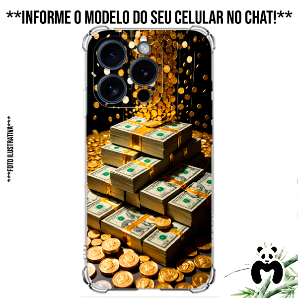 Capa Case Personalizada Celular Dinheiro Money Dolar Cofre Moeda Ouro Real Rico Grana Poder