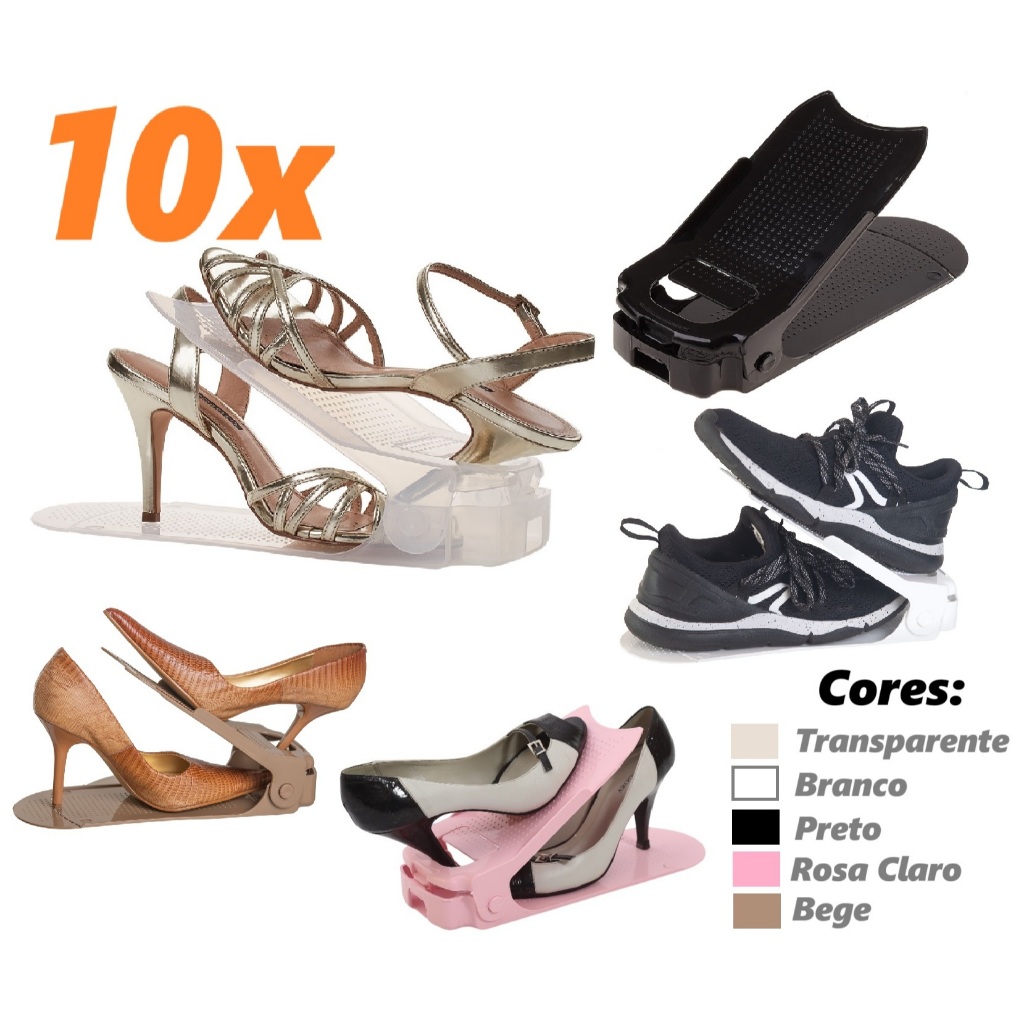 Kit 10 Organizadores Sapato Salto Tênis Furo Regulagem