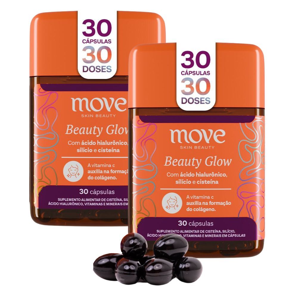 Kit 02 Beauty Glow Multivitamínico Pele, Cabelo e Unha Move Skin Beauty 30 Cápsulas