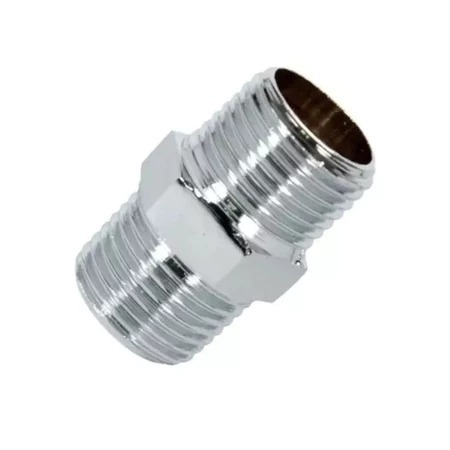 Niple Nipel Rosca 1/2x1/2 Duplo Sextavado Inox 304 Metal Cromado Água Quente Fria Adaptador Conector