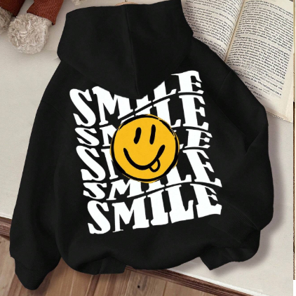 Agasalho Infantil StreetWear Flanelado Com Capuz e Bolsos Sorrisos Moletom Grosso