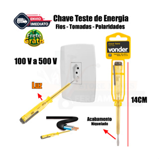 Chave teste tomadas, capacidade de 100V a 500V de 140 mm - Vonder em Oferta na Shopee