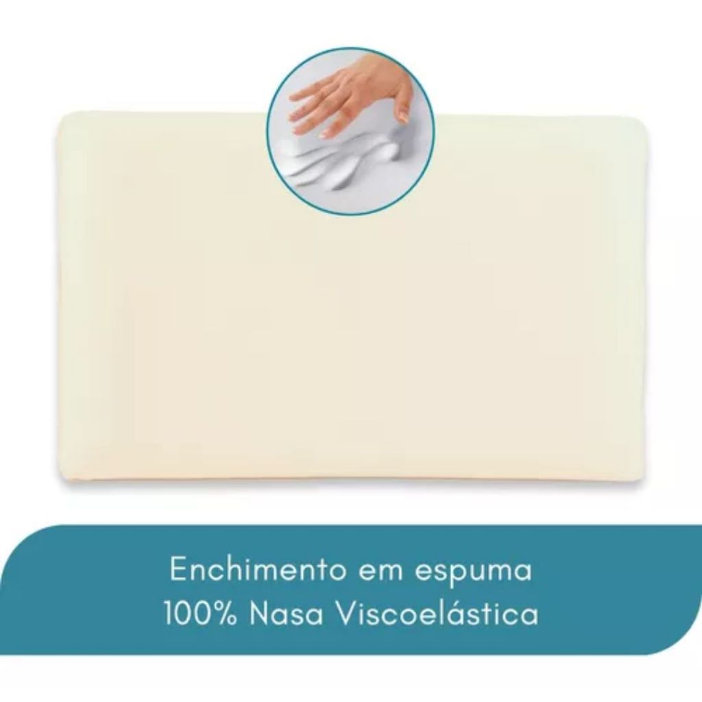 2 Travesseiros 50X70 Poliéster Nasa Branco Cor Amarelo Confortável
