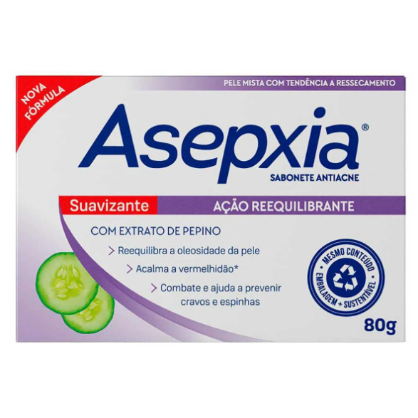 Sabonete Asepxia Antiacne Suavizante 80g - Ação Reequilibrante