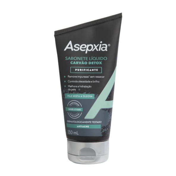 Sabonete Líquido Asepxia Carvão Detox 150ml - Purificante Facial em Oferta na Shopee