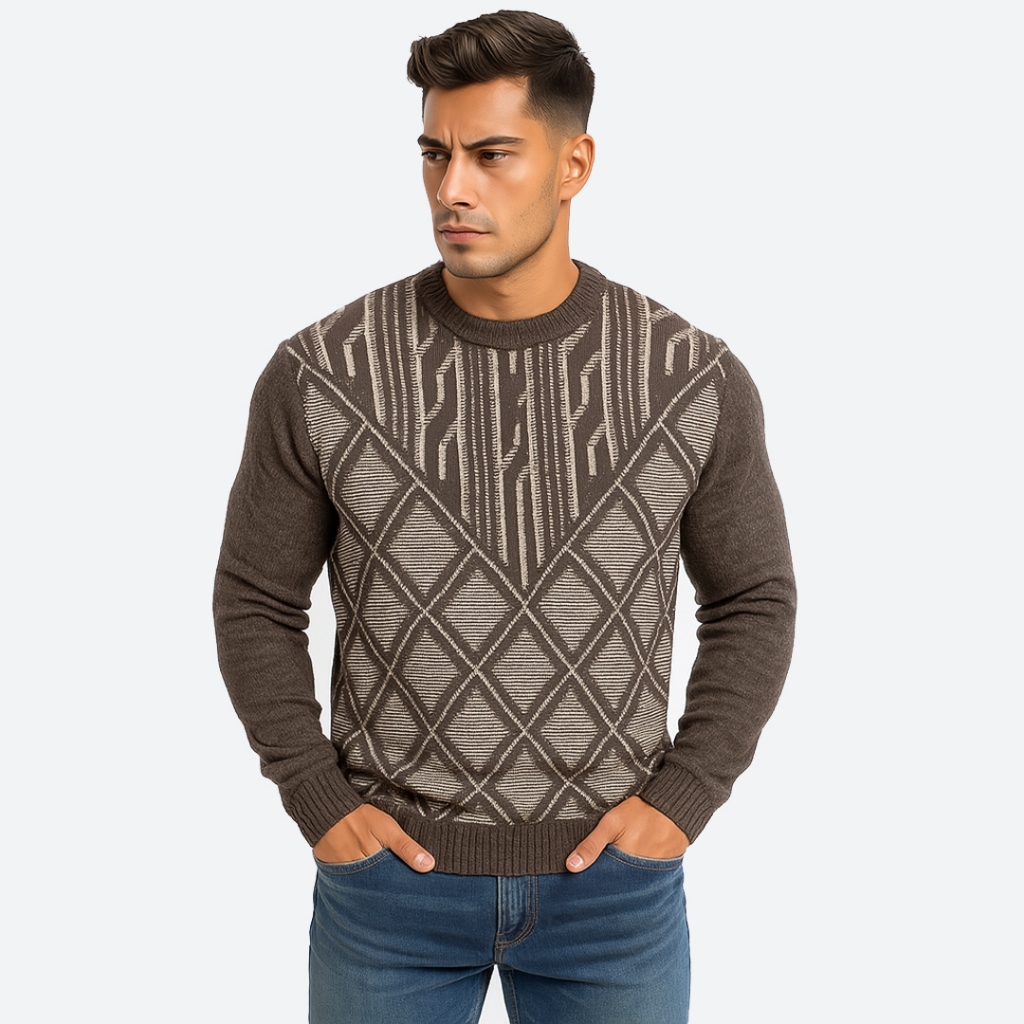 Suéter Tricot Masculino Liso Básico Casaco Blusa de Frio Gola Redonda Sem Estampa em Lã
