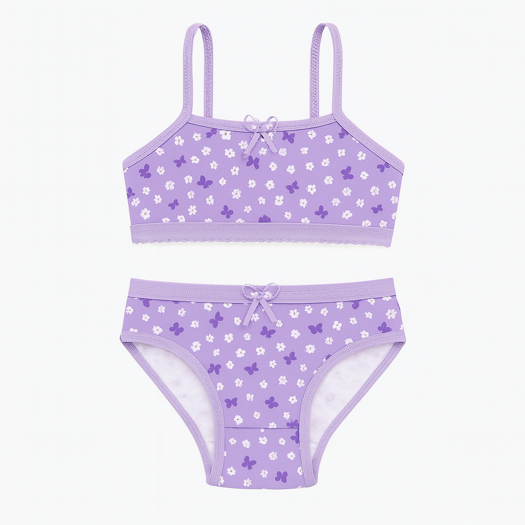 Conjunto Infantil Feminino com Top e Calcinha em Algodão Cores Sortidas