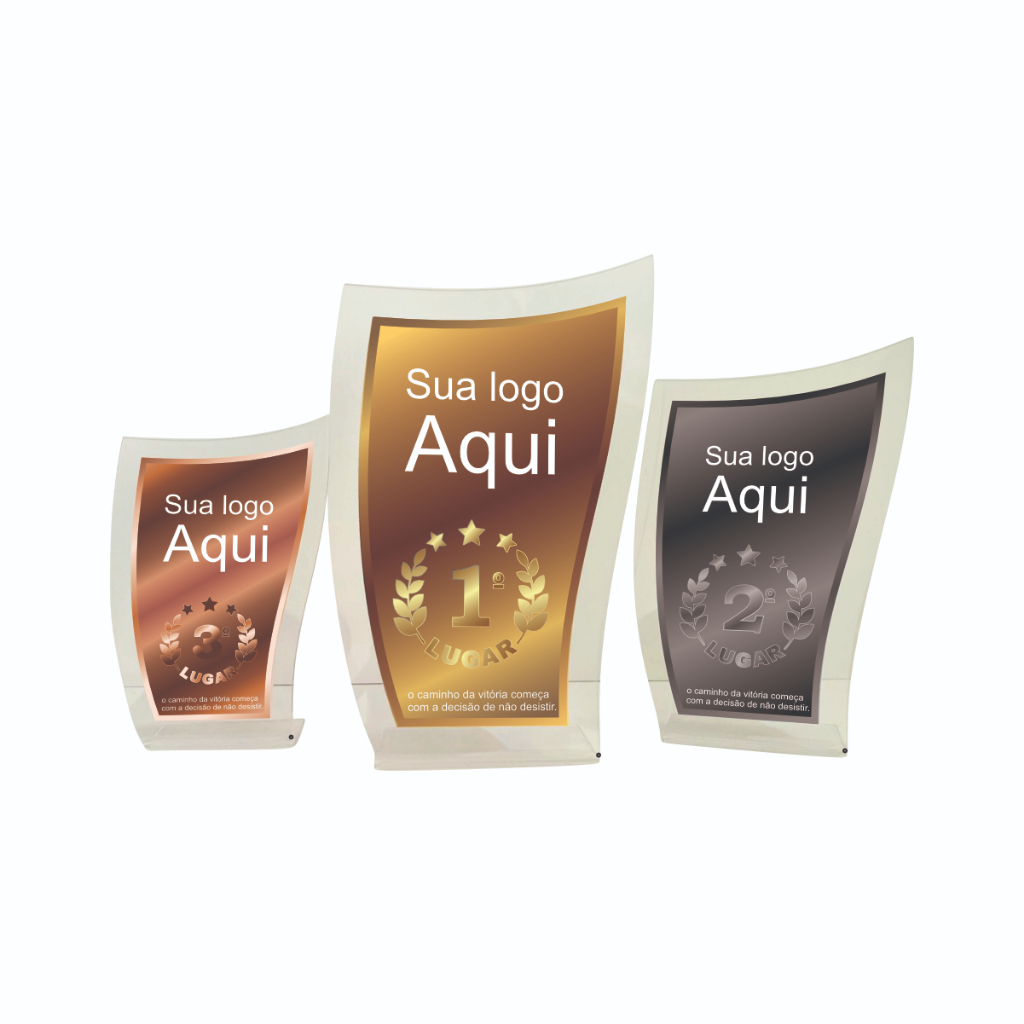 Kit 03 Troféus Personalizados Acríllico Impressão UV 3mm xxx