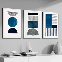 Kit Quadros Decorativos 50x70 Com Moldura Moderno Grande Abstrato Sala