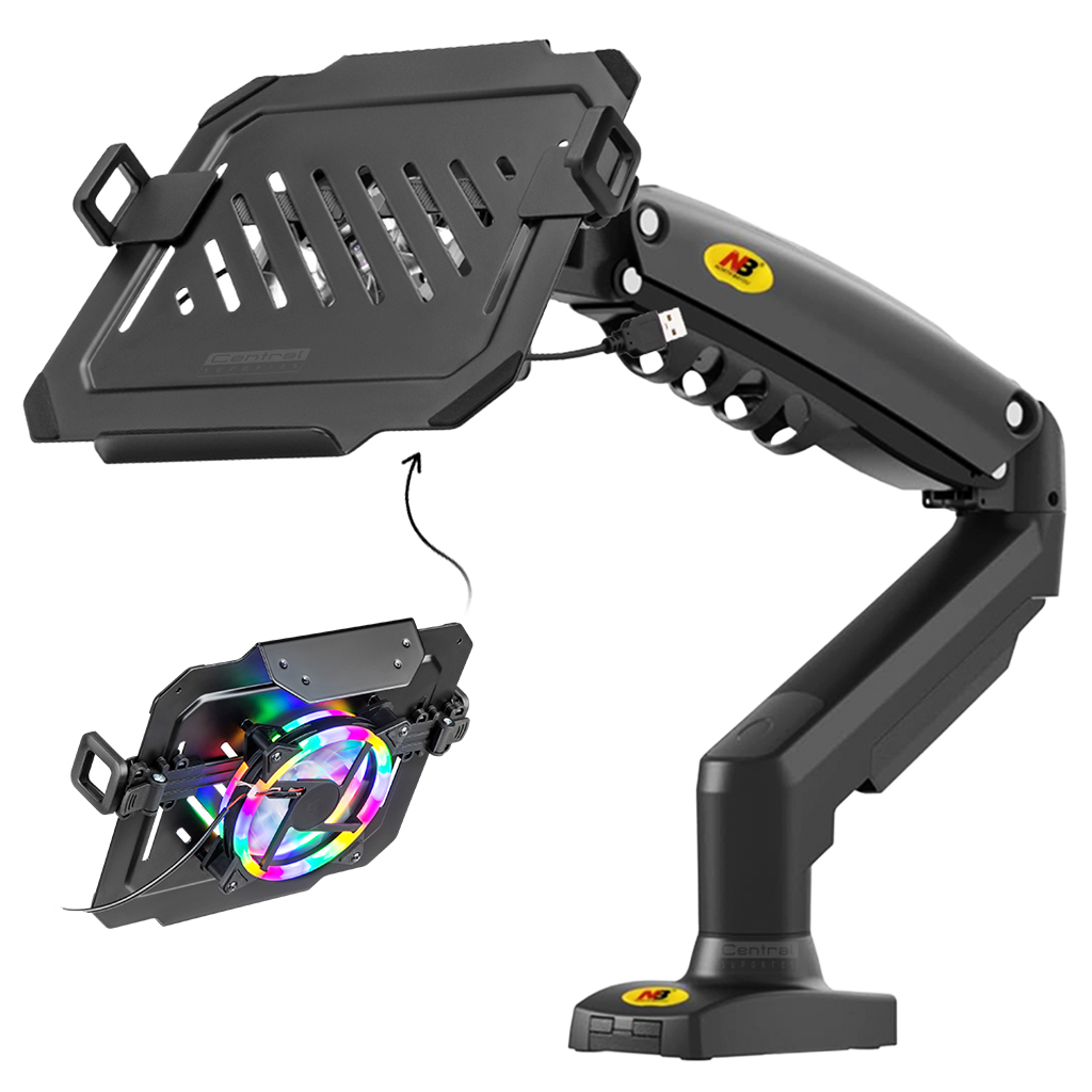 Suporte Articulado para Notebook Gamer 12 a 17 Polegadas Pistão a Gás Bandeja com Cooler NBH-8RGB