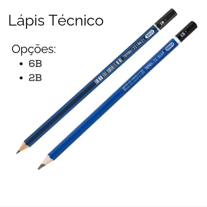Lápis Técnico 2B/6B Sextavado Madeira (Macio) Evoke Brw