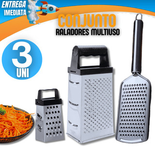 03 Unidades de Raladores Ralador - Ralador 24cm manual Inox Ralador 4 faces Mini Ralador Verduras Legumes Queijo