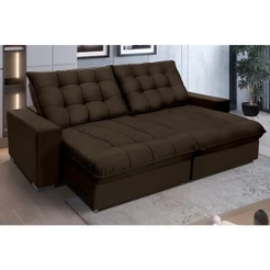Sofá Retrátil E Reclinável 2,70m Suede Califórnia Suede Marrom Café