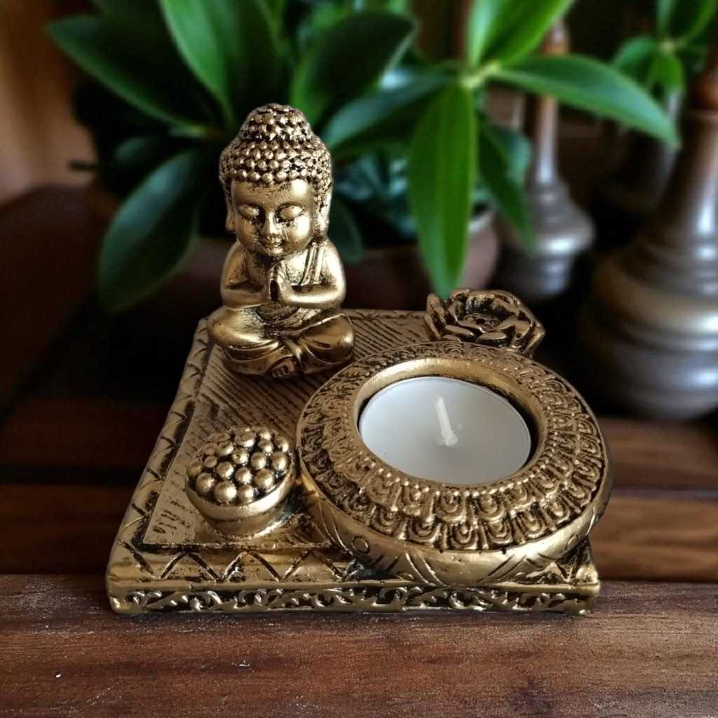Imagem Incensário Quadrado com Buda, Porta Vela e Incenso, Decoração Zen